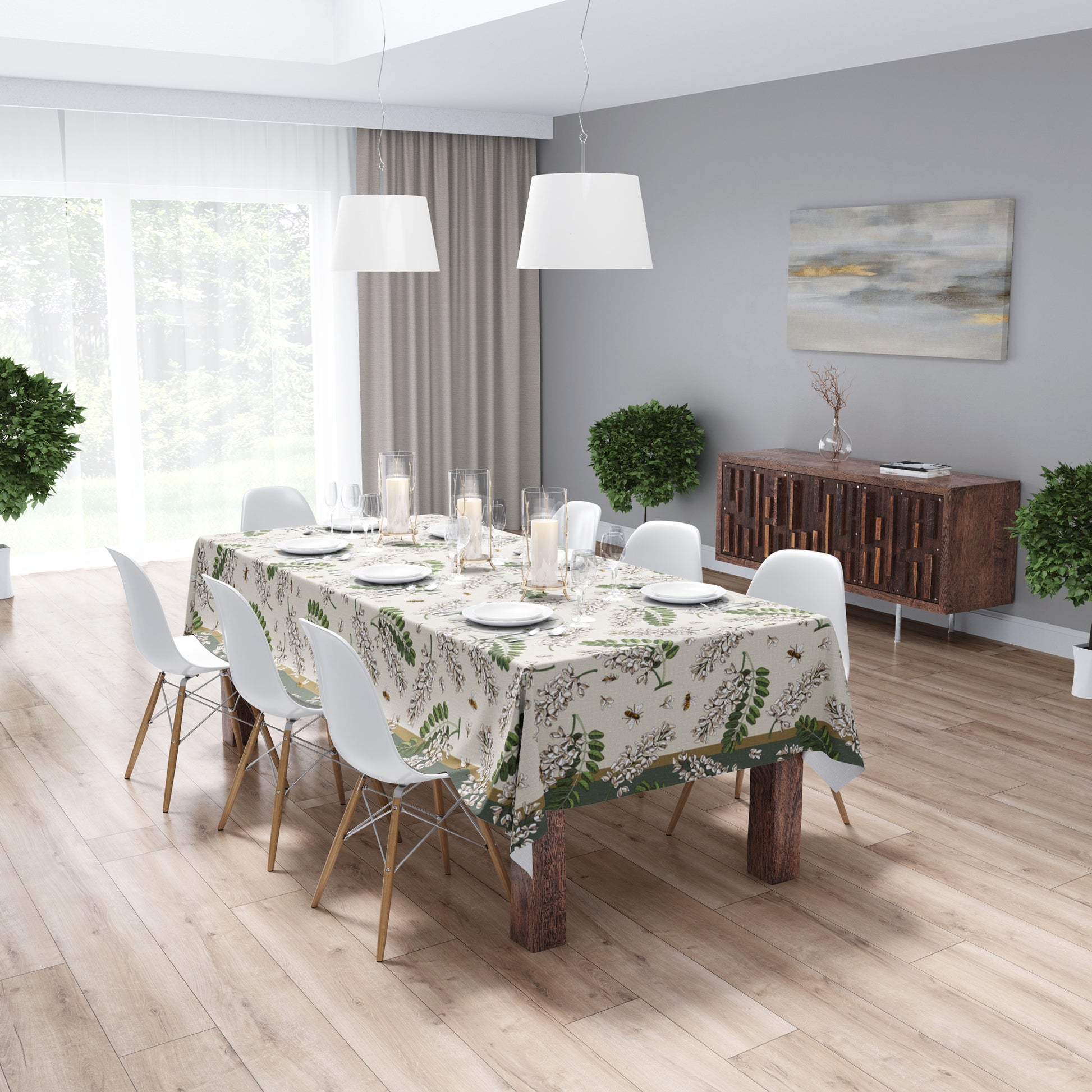 Fleur Beige Easy-Care Tablecloth