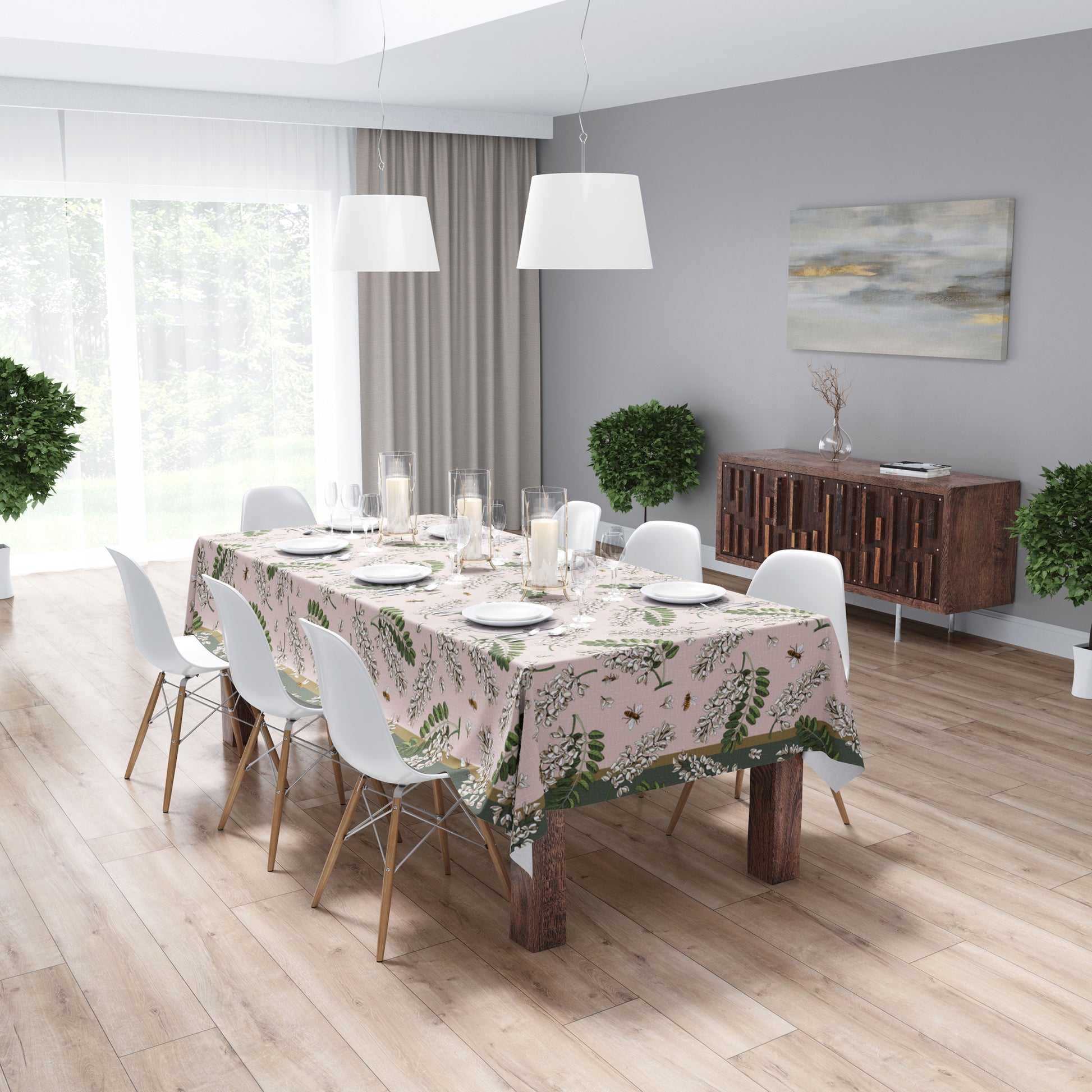Fleur Pink Easy-Care Tablecloth