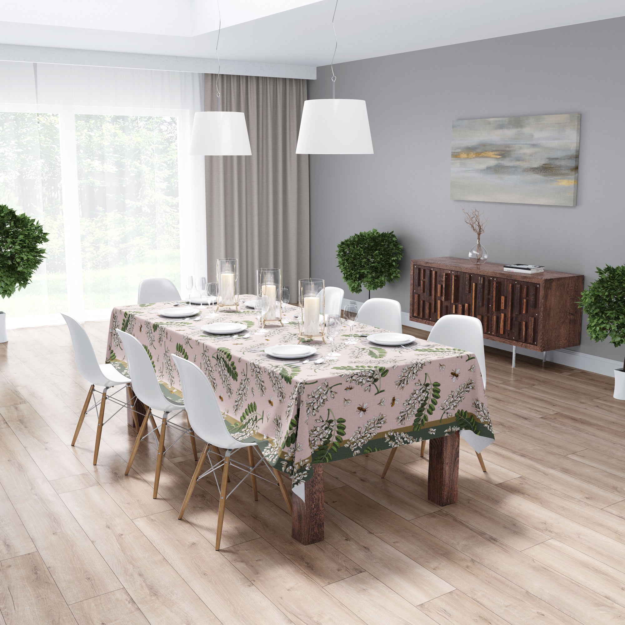 Fleur Pink Easy-Care Tablecloth